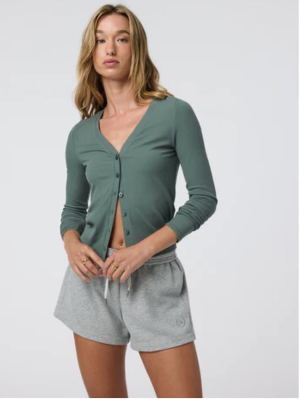 Vuori Long Sleeved Pose Cardigan Marsh Green XL